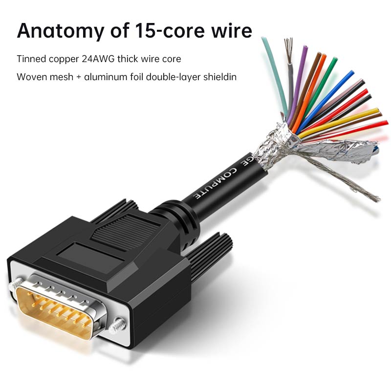 DB9 DB15 DB25 Connector Cable 24AWG 9/15/25 Pin Soldering-free Signal Line Male Female RS232 Serial Port Plug Shielded Data Wire