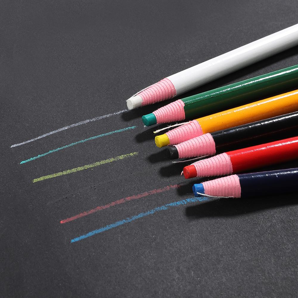 Lápices de tiza de sastre para costura sin cortes, 6 colores, rotulador de tela, tiza para costura, lápiz para ropa, accesorios de costura a medida