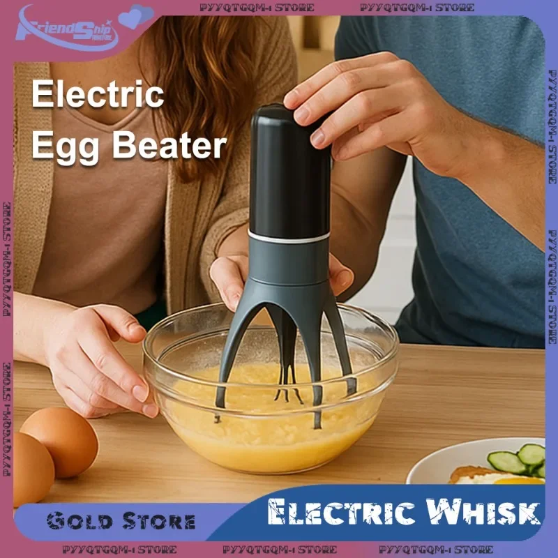 Schneebesen aus Edelstahl, 5-Gang-Akku-Elektro-Schneebesen mit Anti-Rutsch-Griff zum Backen, Kochen, leichte Küchenhelfer