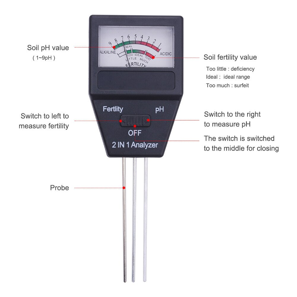 Soil PH Tester Fertility Analyzer with Probe Meter Battery Free Monitor Plantation Flowers Courtyard Measure Tools Accessories