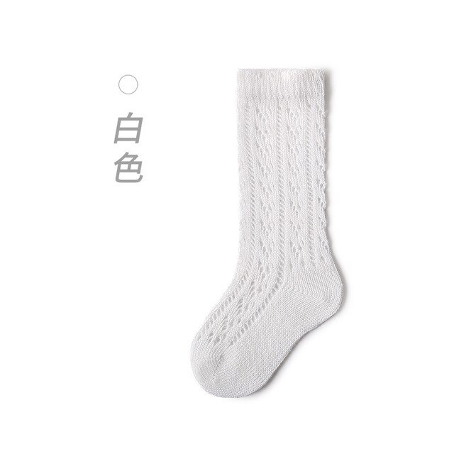 Zomer Dunne Kinderen Kids Baby Sokken Effen Kleur Holle Mesh Katoen Ademend Peuter Baby Jongens Meisjes Sokken: WHITE / M
