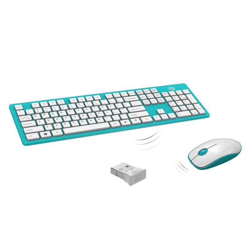 FD Full-Size 2.4Ghz Wireless Keyboard Mouse Combo Ultra Slim Compact Portable Keyboard Mice Set for PC Desktop Laptop Home and O