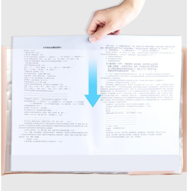 1PC A3 Display Book 20/30/40 Pages Transparent Insert Folder Document Storage Bag for Bank Campus File Office Workplace Student