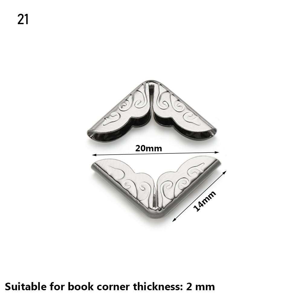 Esquinas de hierro de Metal Retro, Protector de esquina de libro, álbumes de fotos, cubierta de decoración de menú, manualidades DIY, accesorios de álbum de recortes, 4 piezas: Negro