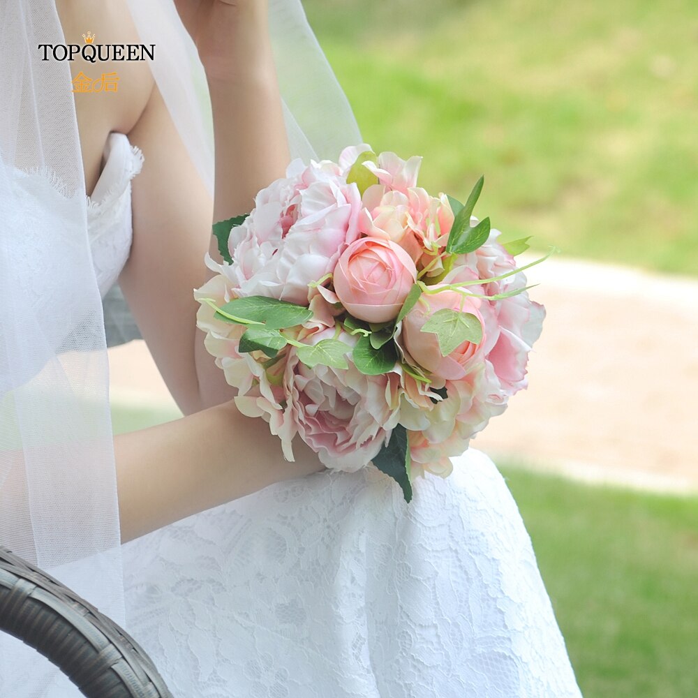 Topqueen Bridal Wedding Boeket Bloemen Bruiloft Boeket Kunstbloemen Roze Boeket Bruiloft Bloem Boeket F15