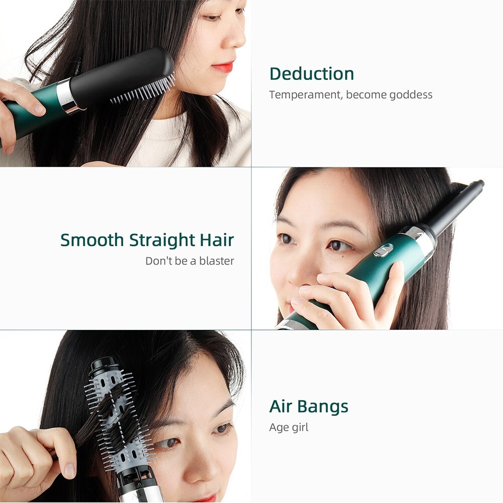 Ionic -Air Brushes 3 In1 Volumizer Hair Curler Hair Straightener Comb 360 Rotating Curling Hair Style Waves Curls Dryer Salon