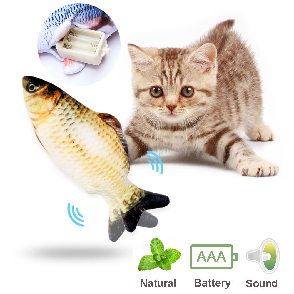 Interactive Electronic Pet Cat Toy 3D Simulation Fish Shape Catnip Toys Cat Playing Supplies: Electric 2