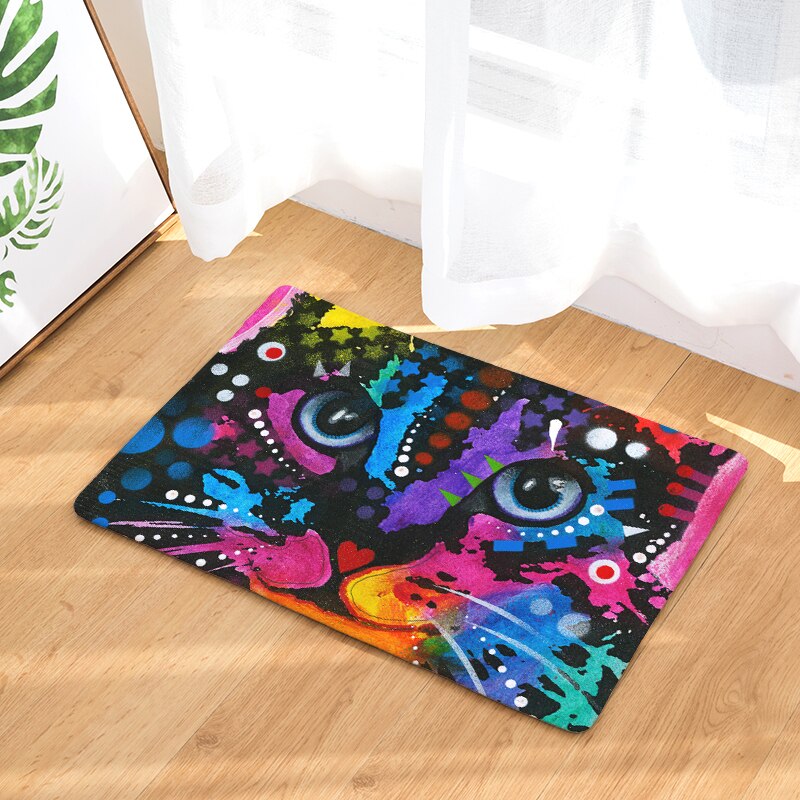Felpudos de bienvenida con estampado de animales y gatos, alfombras de baño y cocina, felpudos de gato, Tapete antideslizante para el salón: 3