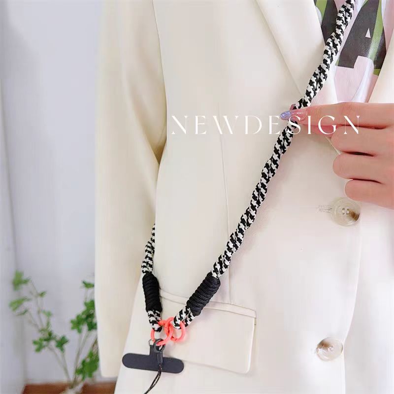 120cm Double Rope Mobile Phone Lanyard Crossbody Phone Straps Neck Clip Cord Rope Twisted Backable Outdoor Anti-loss Phone Chain