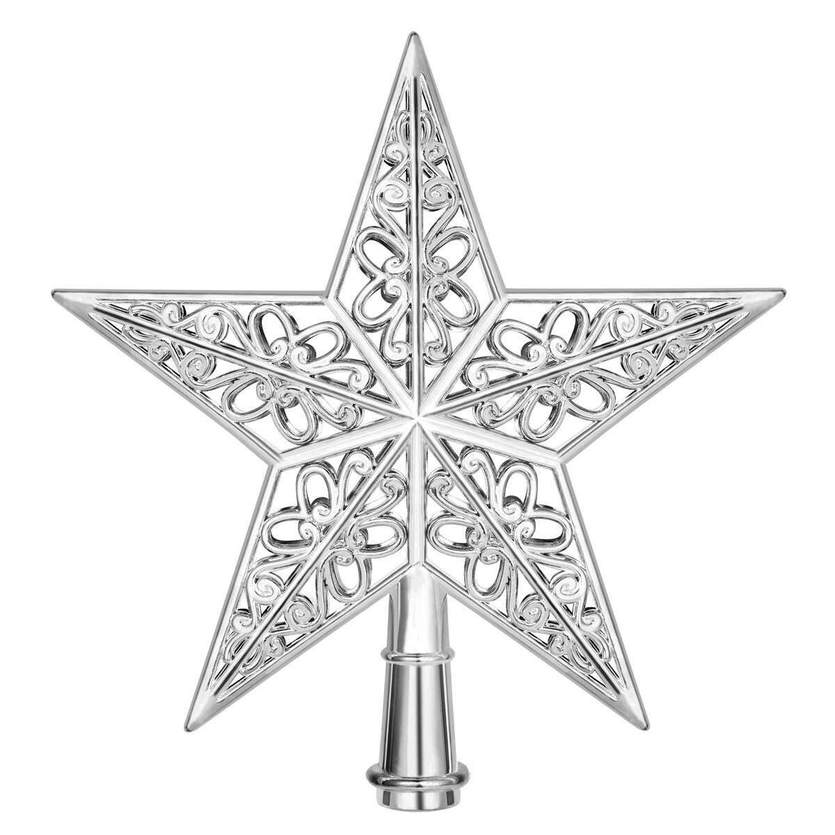 Hollowed-out Christmas Tree Top Sparkle Star Glittering Hanging Xmas Tree Topper Decoration Ornaments Home Decor Silvery Blue: 5