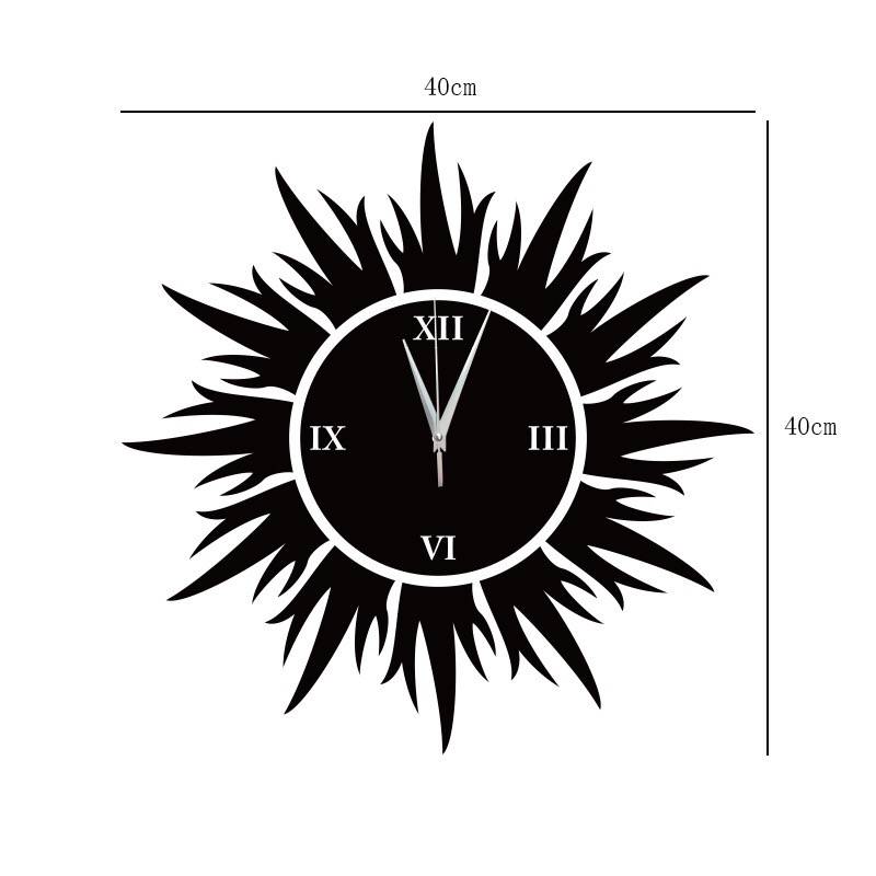 Sunshine clock Frame Wall Clock Mirror Surface Wall Stickers Children Bedroom 3D DIY Wall Decoration Detachable Art