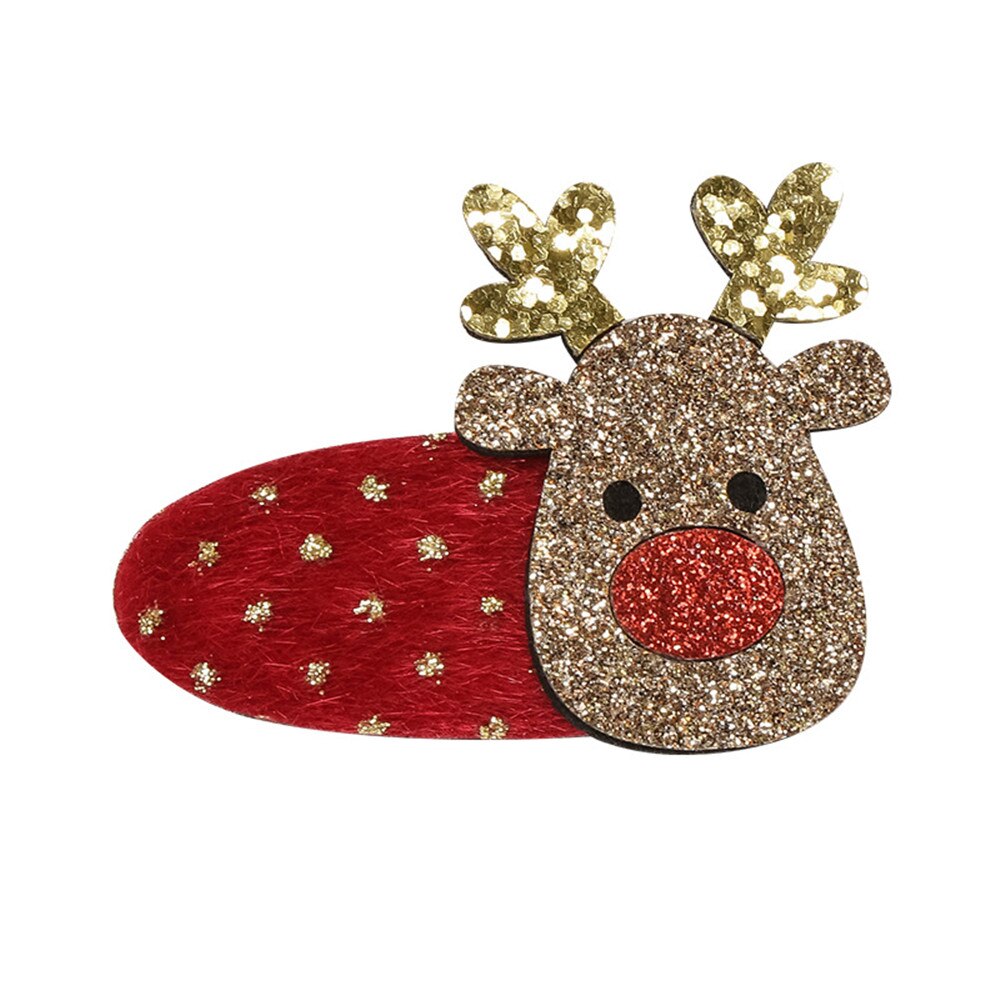 OPPOHERE Cute girl Christmas Bows Hair Clips style Glitter Elk Santa red Colors Hairpin For Kids Festival: 15