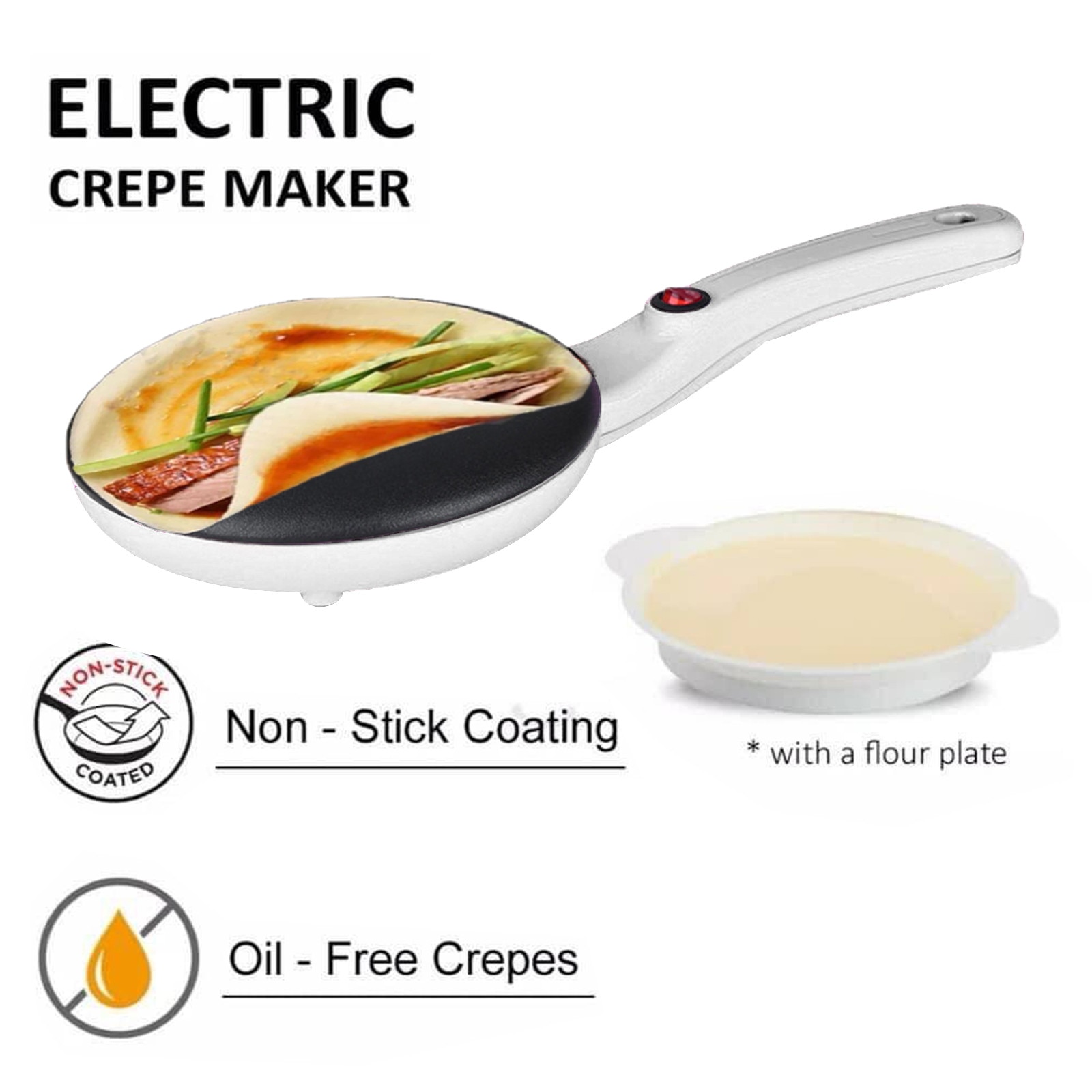 20X41Cm Elektrische Crêpe Pizza Maker Non-stick Pan Scones Maker Keuken Koken Gereedschap Essentieel Voor lui