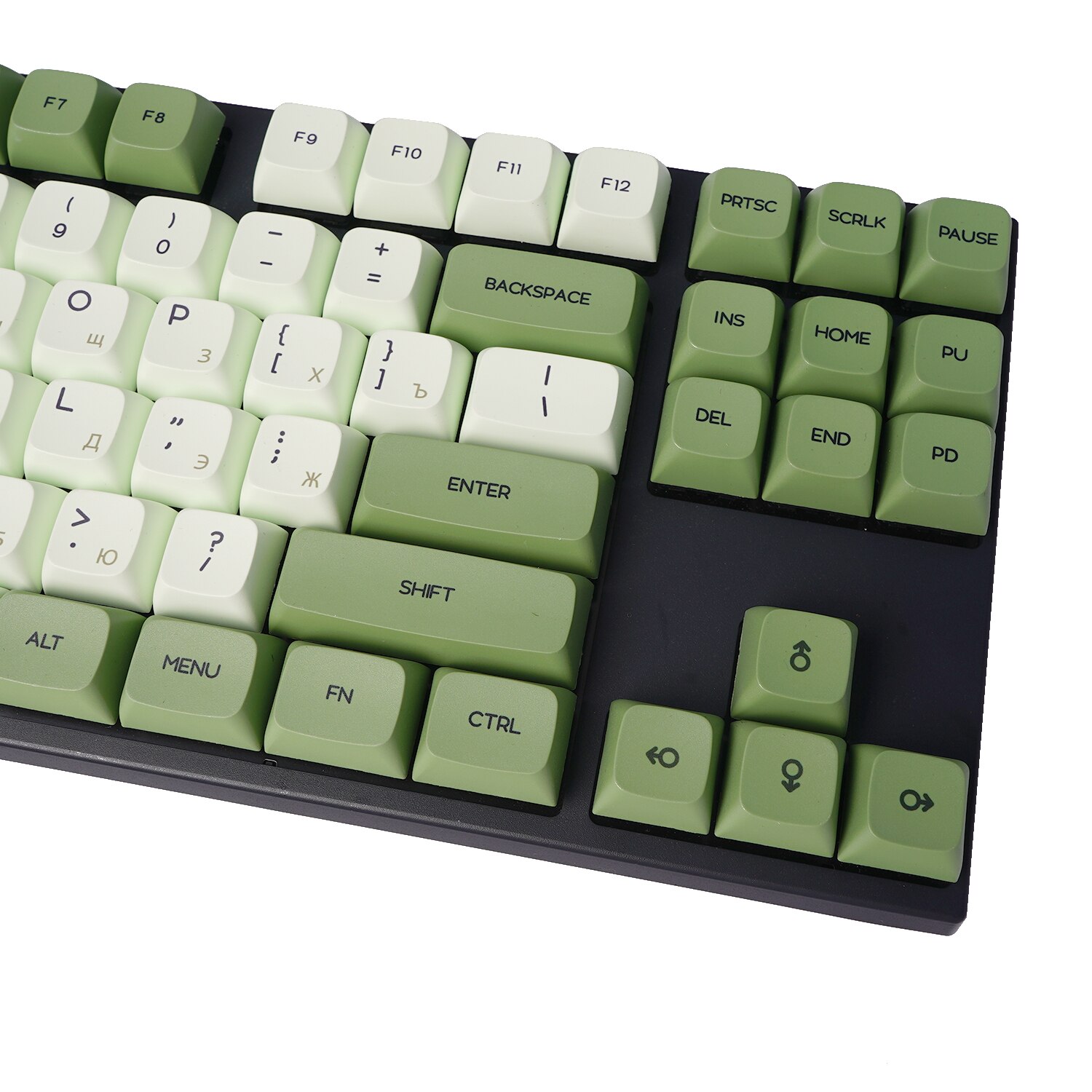 Pbt keycaps, matcha theme, xda profile, japanese, korean, russian alphabet, mx mechanical keyboard switches, 61 64 68 75 84 87 104
