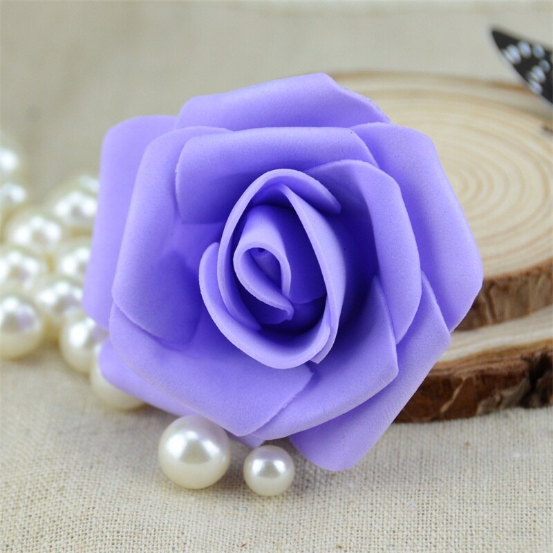 50Stck 6cm Künstliche PE Schaum Rose Blumen Köpfe Für Hochzeit Heimat Dekorationen DIY Scrapbooking Kranz Girlande Günstige Blume: Violett