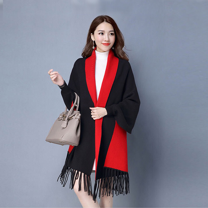 Mingjiebihuo neue kaschmir Poncho schal mit ärmeln frauen in herbst und Winter dicke warme doppel-seitig feste quaste Mantel mädchen