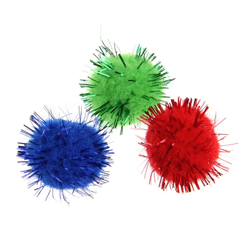 100 PCS Colorful Mini Sparky Glitter Tinsel Balls Small Pom Ball For Cat Toys