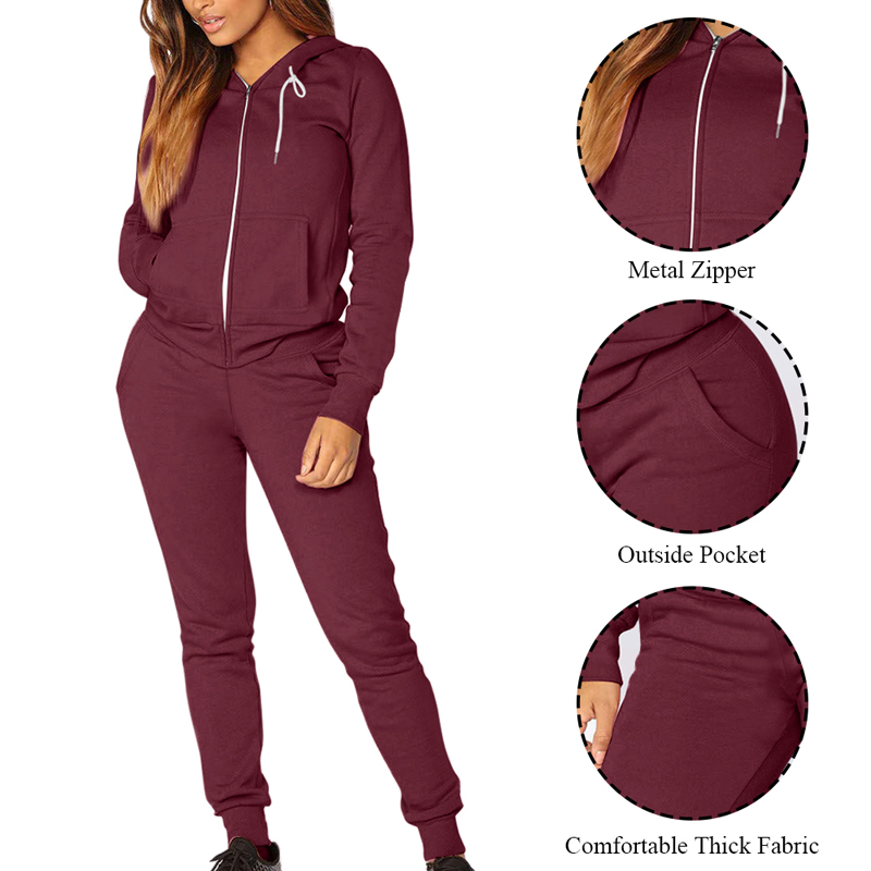 Loozykit Vrouwen Sportwear Set Effen Kleur Trainingspak Sweatshirts Fleece Joggers 2 stuk Running Set Dikke En Dunne Herfst Winter