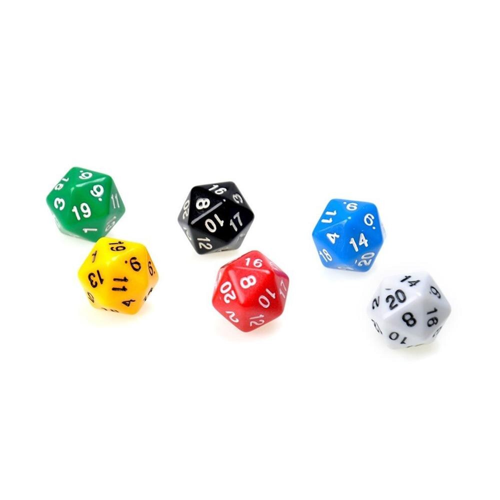 6 Stks/set D20 Dobbelstenen Opaque Twintig Zijdige Dobbelstenen Multi Kleur Gaming Hars Polyhedrale Dobbelstenen Voor Games Accessoire