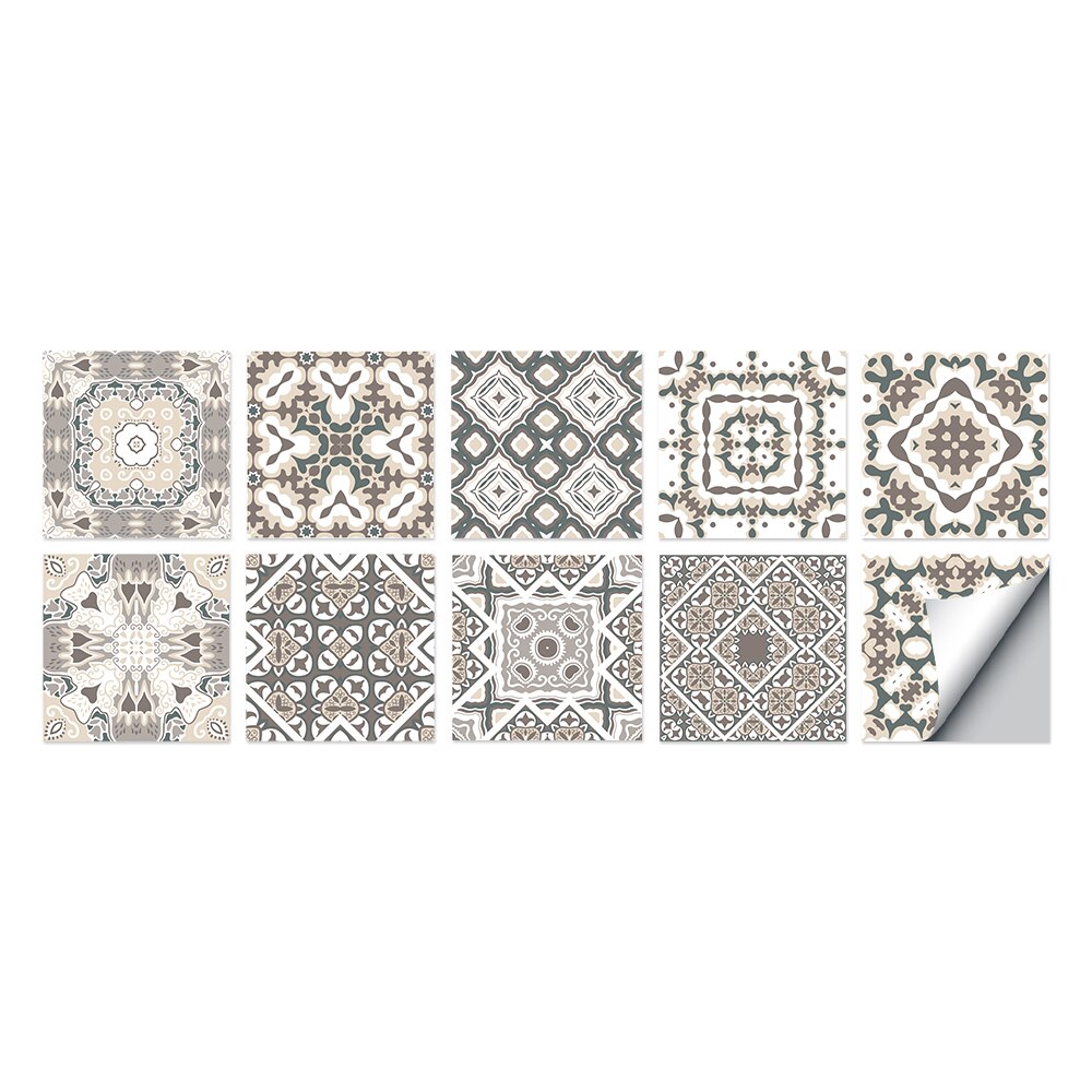 Baroque noir et blanc motif carrelage autocollants salle de bain toilette étanche mur décor Mural: HT004 / 15cmX15cm