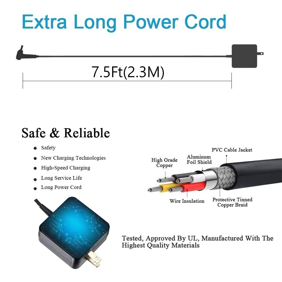 Adaptateur secteur pour ordinateur portable Samsung 11.6 "Chromebook 3 2 XE500C13 PA-1250-98 XE501C13 XE303C12 XE500C12 XE503C12 XE503C32