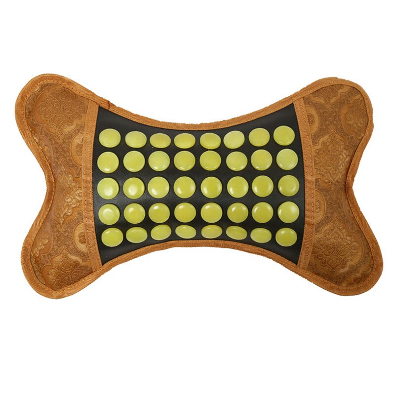 Almohada de masaje de Jade con calefacción eléctrica, terapia infrarroja lejana magnética de turmalina con piedra de germanio, masajeador Cervical calentado