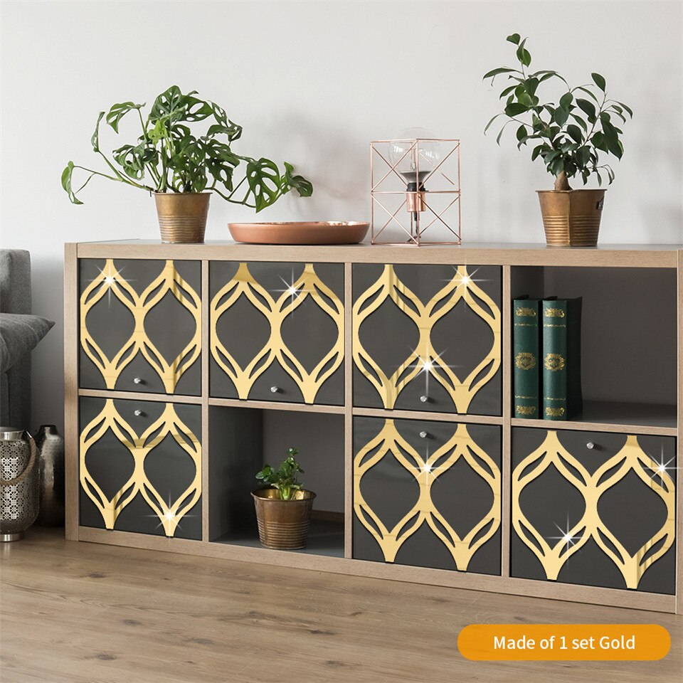 Pegatina de espejo de pared para decoración del hogar, papel tapiz de linterna de hueco para sala de estar, dormitorio, calcomanía de espejo acrílico, 12 unids/set por juego