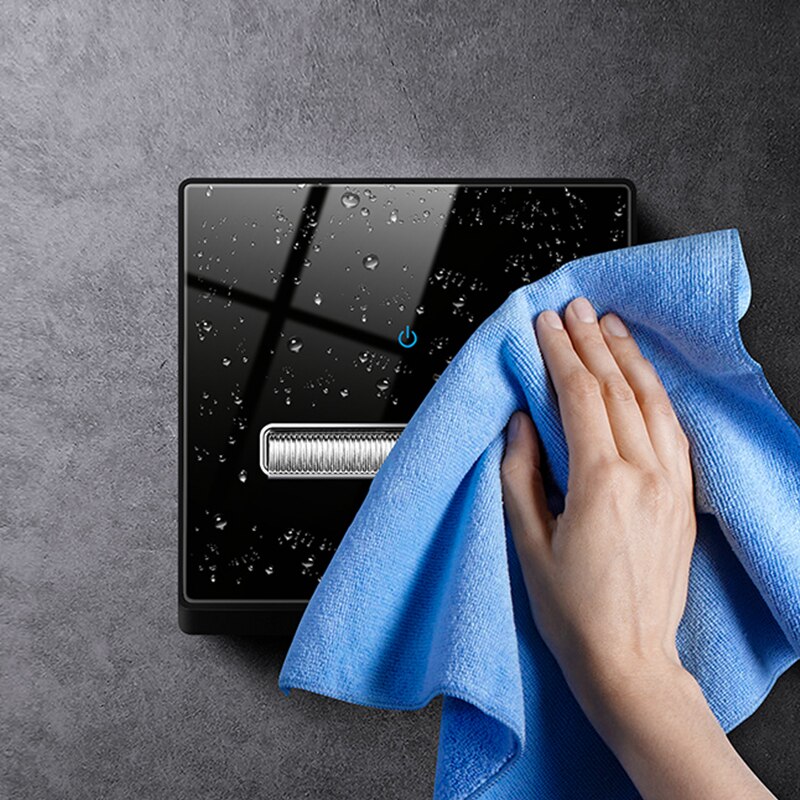 Atlectric Wall Sockets Internet With TV Outlet CAT5 Data Network Dual Computer Black Luxury Glass Panel Phone Socket 86mm*86mm