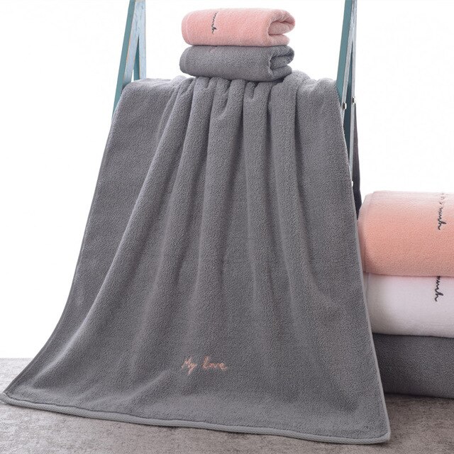 Rosa Grau Gestickt Paar Handtücher baumwolle Schlecht gesicht Handtücher Schlecht Reise Spa Hochzeit Liebhaber für Erwachsene Frau Männer Handtücher: dunkel Grau / 1 Stück 70x150cm