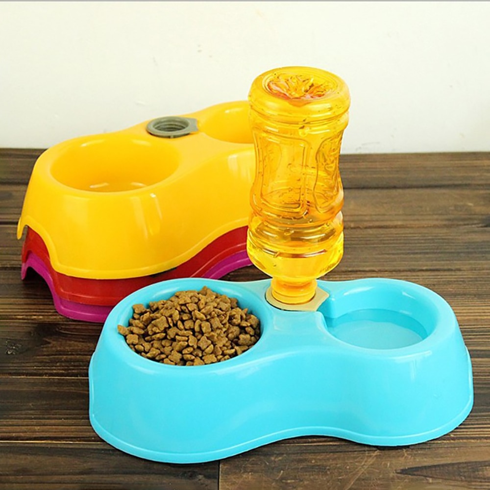 Automatische voerbak voor honden, dubbele voerbak van kunststof, voerbak voor honden, puppy's, katten, waterdispenser, voerbakjes