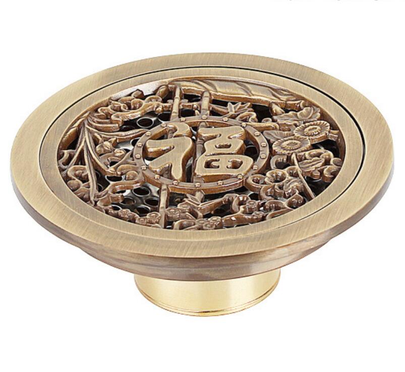 Vidange de sol en laiton Antique | 10cm Euro de sol de douche, déodorant de salle de bains, rond Euro couvercle de passoire de sol, grille de déchet