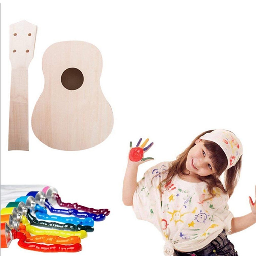 Petite guitare ronde en bois pour enfants, assemblage Ukulele 21 pouces, bricolage, Durable et pratique