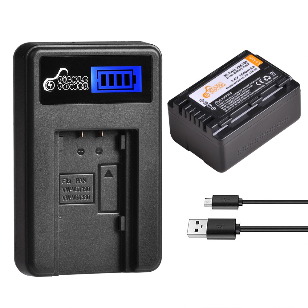 Vw-vbk 180 vbk 180 batteri + lcd-lader til panasonic hc -v10k v100 v100k hdc -hs60 sd60 hs60k sd66 hs80 sd80 hs80k sdr -h85 tm45.