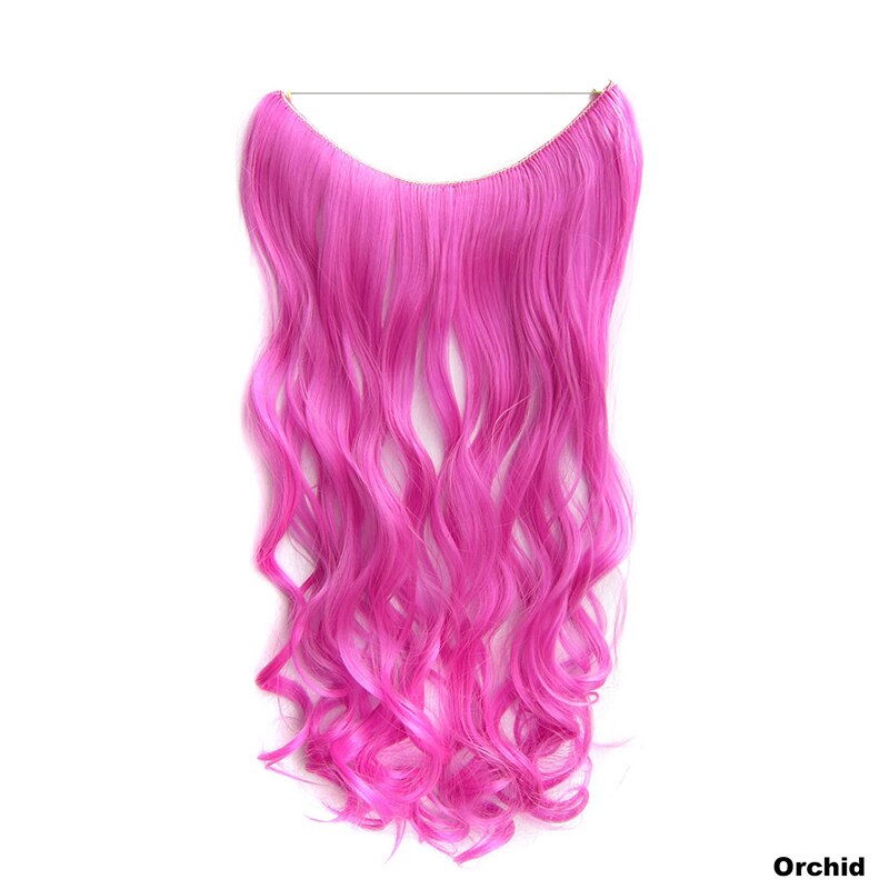 Similler-extensiones de cabello sintético para mujer, hilo Invisible de 24 pulgadas, sin Clips, rizado largo, línea de pescado secreta, 100g: Orchid