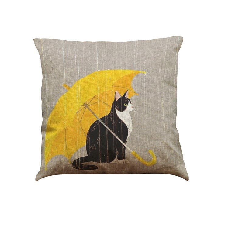 Mignon chat impression housse de coussin Kissen oreillers décoratifs pour canapé-lit maison taie d'oreiller Cojines Decorativos Para Sofá: H
