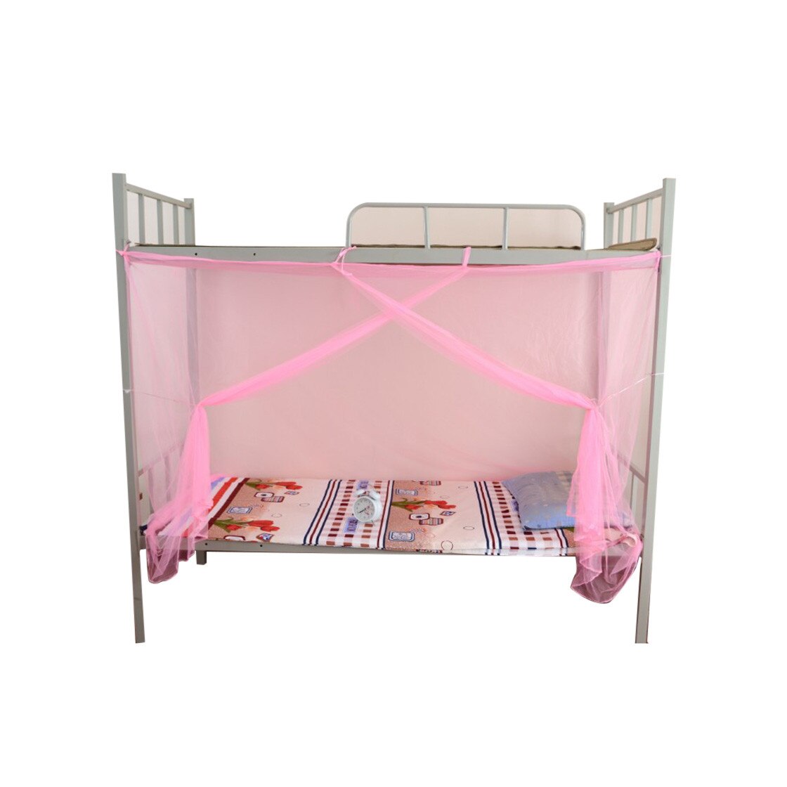 Fast ! 150x200cm Rectangle Mosquito net bed Polyester Student Sleeping Curtain Bed Canopy Net Full Queen King Size Net: Pink