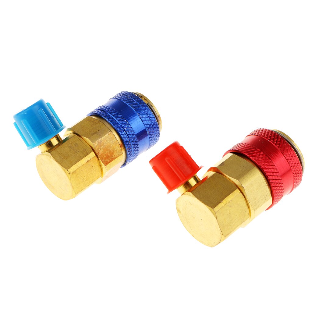 Par de conectores rápidos para coche, Kit de adaptador acoplador para HVAC 1/4 R134a Hi Low Air acondicionado