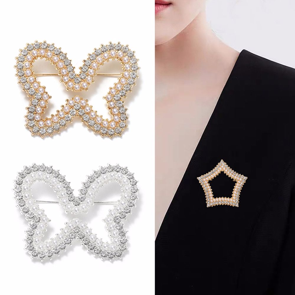 Broche géométrique en forme de papillon pour femme, avec strass, cœur, cerise, Badge, broches, vêtements, bijoux de décoration