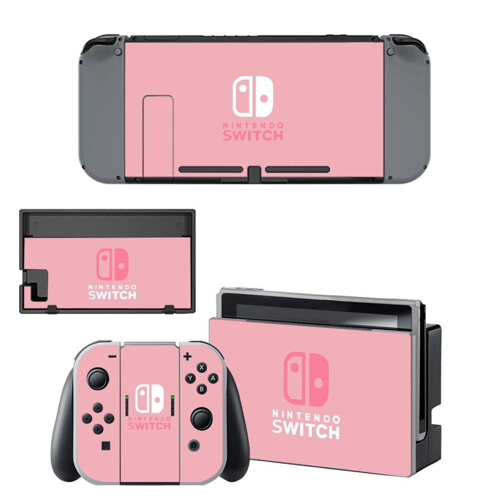 Pure Color Purple Pink Vinyl Screen Skin Protector Stickers for Nintendo Switch NS Console + Controller + Stand Holder Skins: YSNS1450