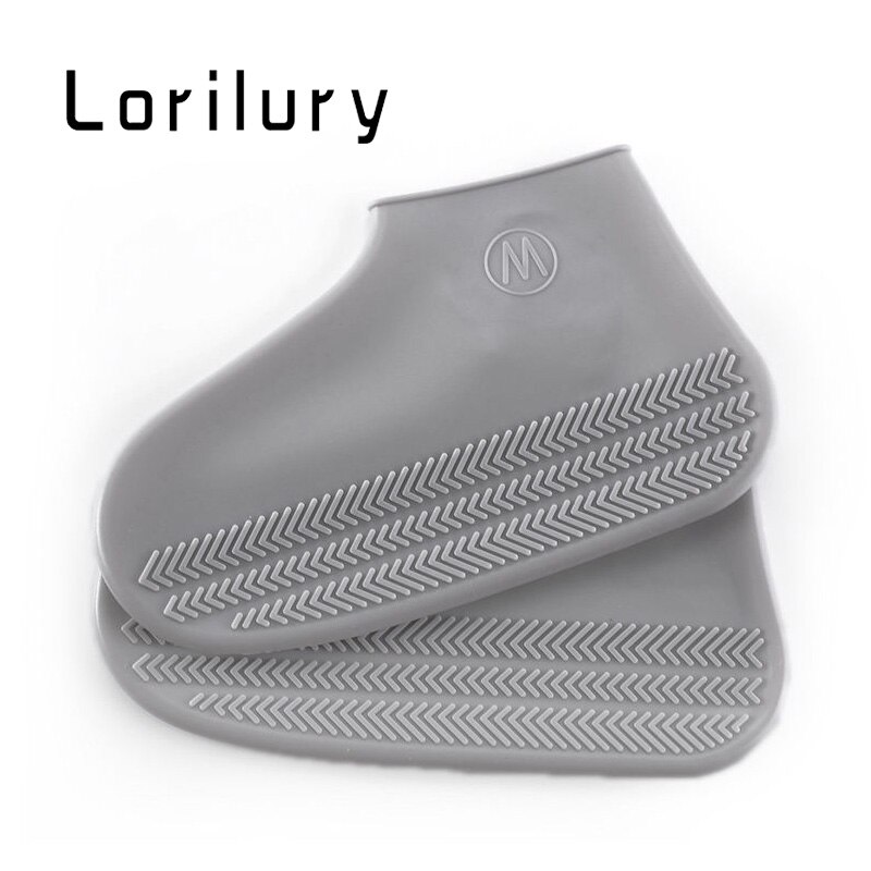 Silica Gel Cycling Waterproof Shoes Covers Unisex Reusable Children Walking Rain Cover Shoes Accessories: Gray( No zipper) / L