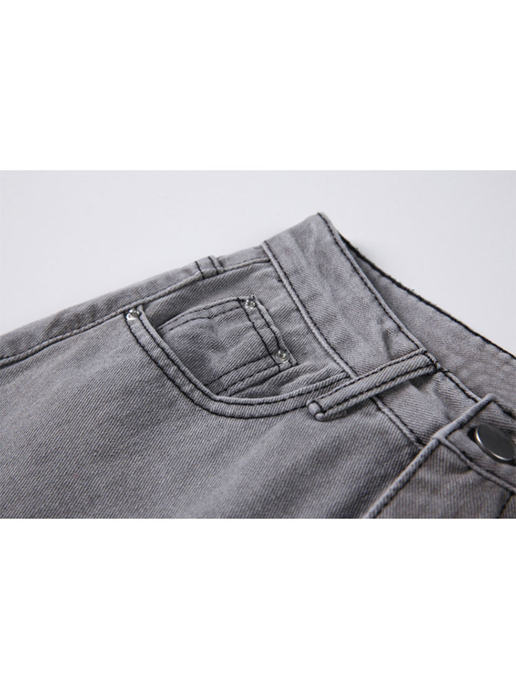 High Waist Grey Ripped Jeans Women Streetwear Baggy Harajuku Wide Leg Jeans Female Trousers 2022 Vintage Straight Long Pants
