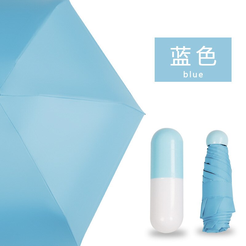 Fünf-falten Kapsel Sonnenschirm UV Schutz Sonnencreme Mini Leichte, Tragbare Mädchen Regen und Regen Dual-einsatz Folding regenschirm: blue