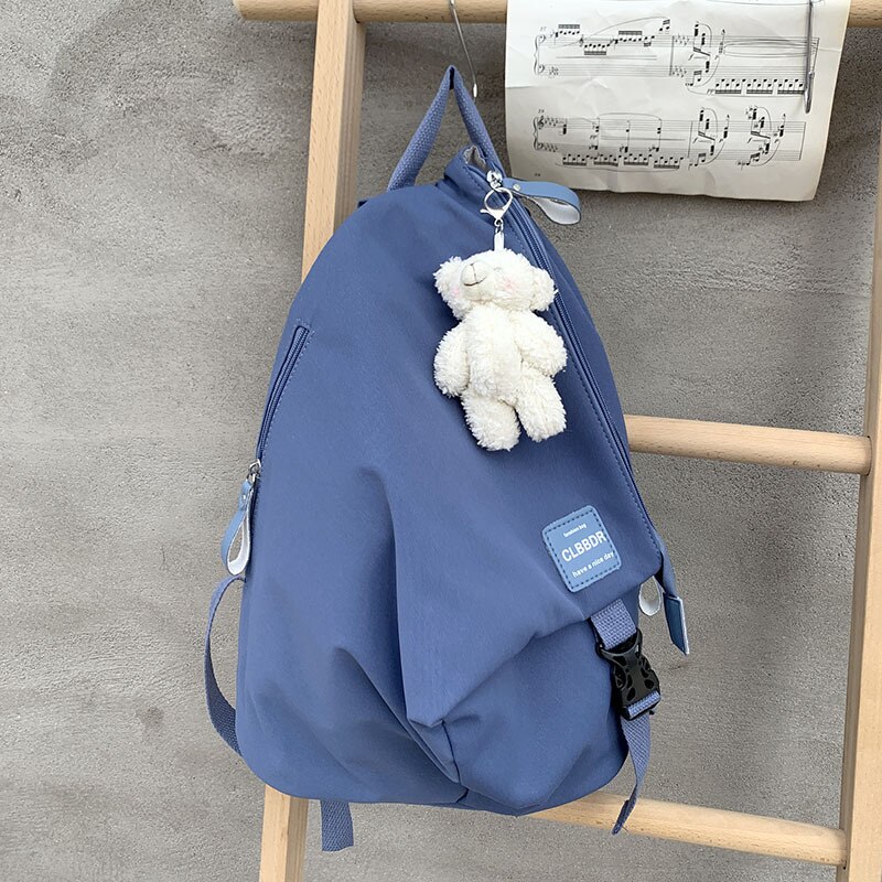 Mochilas escolares de nailon para chicas adolescentes, bolsos de hombro de viaje para ordenador portátil, mochilas para estudiantes universitarios,: Azul / Only backpack