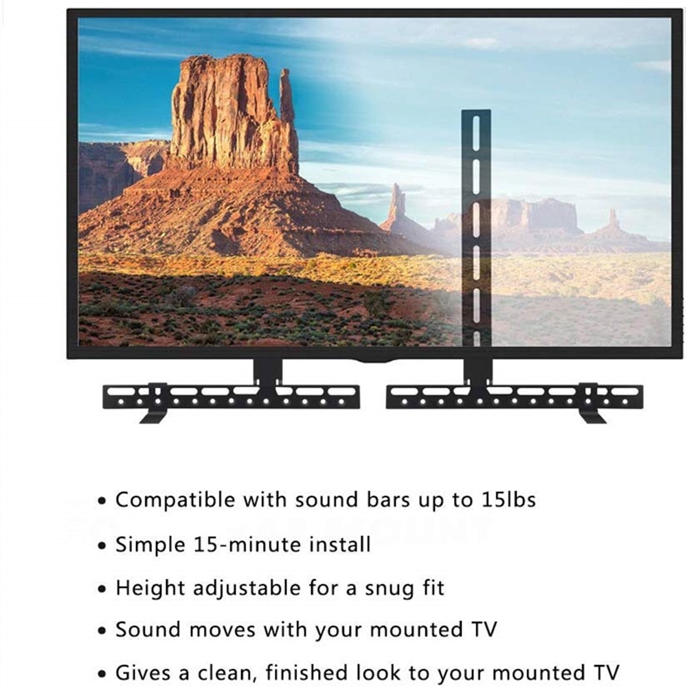 Hyasia tv soundbar monterer soundbar beslag til montering over eller under tv'et justerbar arm passer til ingen boring mount holder stand