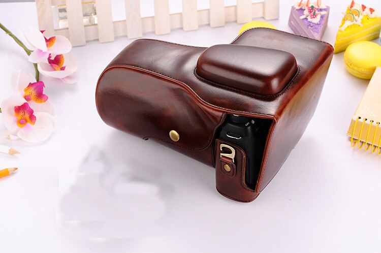Funda para cámara Canon EOS 1100D 100D 1200D 1300D, funda de piel sintética para cámara réflex digital,: Coffee