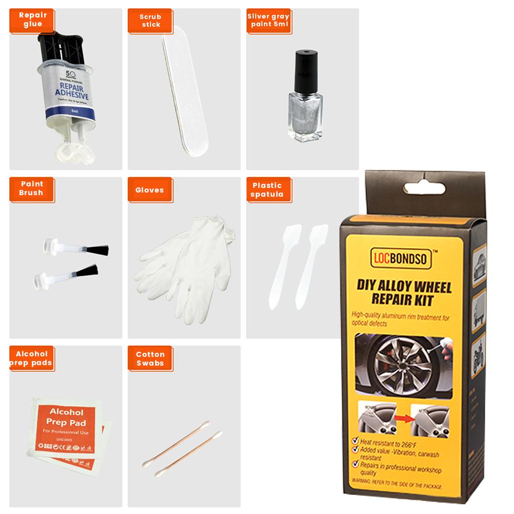 Alloy Wheel Repair Kits DIY Adhesive General Silver Car Auto Rim Dent Scratch Surface Damages Paint Care Repair Tools