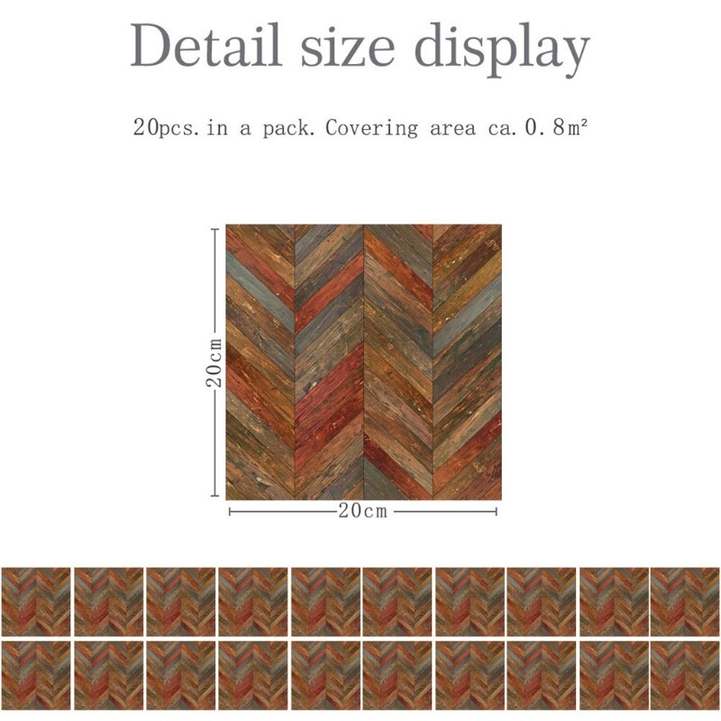 20pcs Imitation Wood Grain 3D Tile Floor Wall Stickers DIY Self Adhesive Kitchen Bathroom Home Decoration: E
