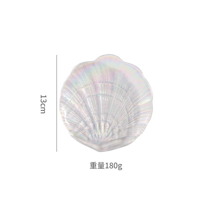 Colorful glass plate sea shell fruit plate European tray snack plate dessert tray cute plates cake plate fruit plate: transparent  S