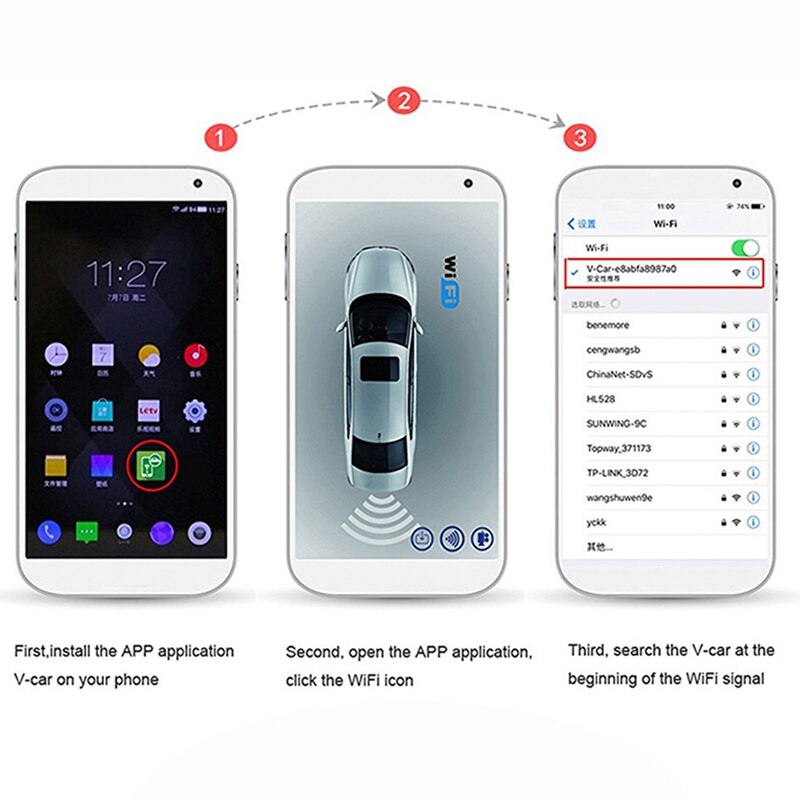 Marco de matrícula de coche Universal HD WiFi cámara de marcha atrás inalámbrica Monitor de visión nocturna impermeable Android y IOS