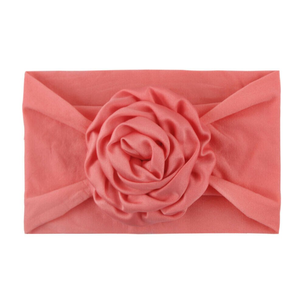 Baby Turban Hoofdband - Grote Bloem Strik - Bloemendessin - Katoen - Peuter Meisjes Accessoires: Watermeloenrood
